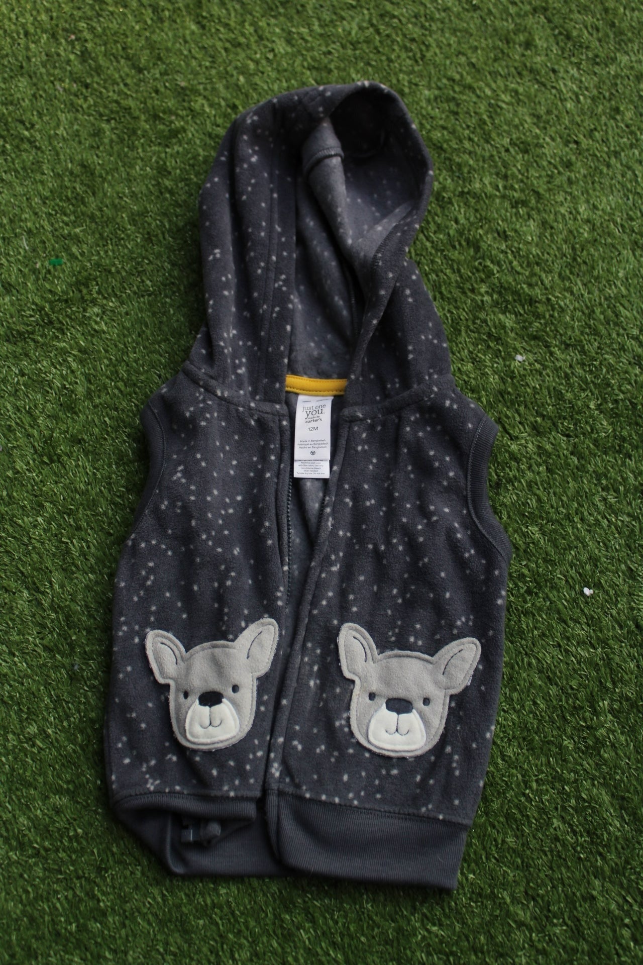 Unisex gray bear sleeveless jacket (12mon)