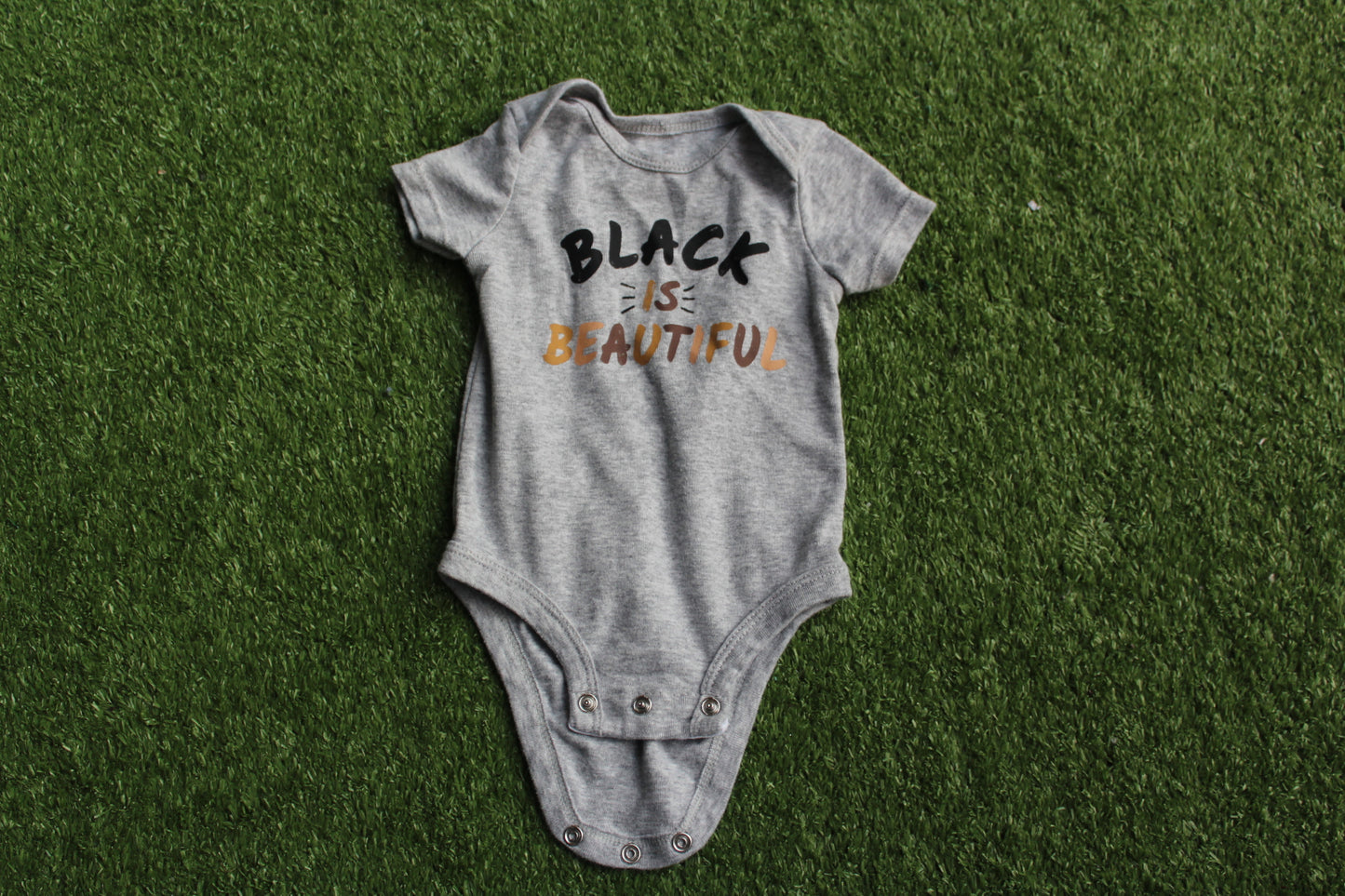 Unisex Gray "Black is Beautiful" onesie (3mon)