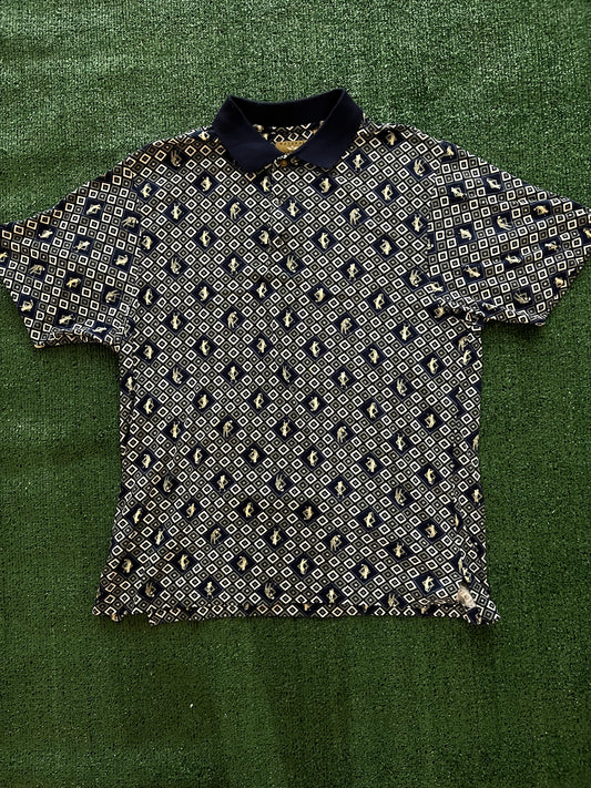 Green/White/Blue Natural Issue "Golf" Polo Shirt (Large)