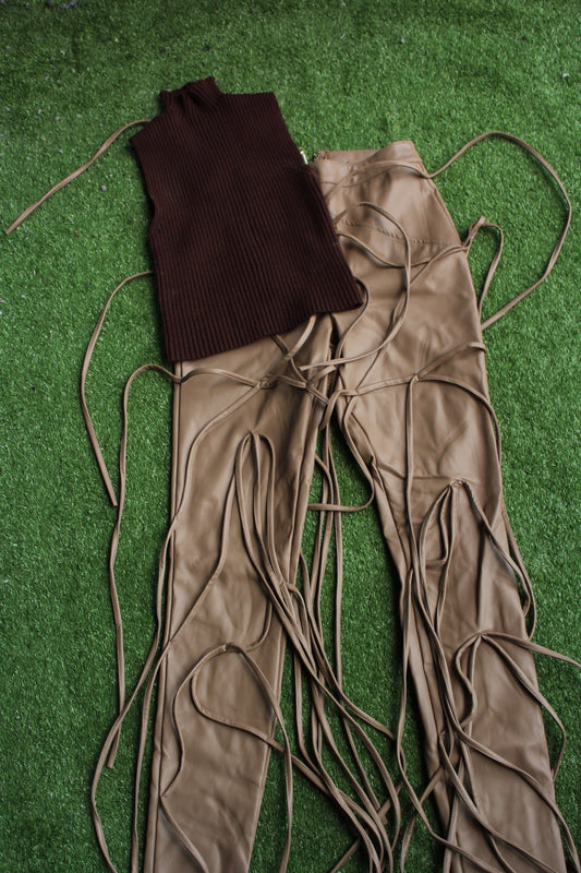 Zara Brown sleeveless crop shirt (Small)